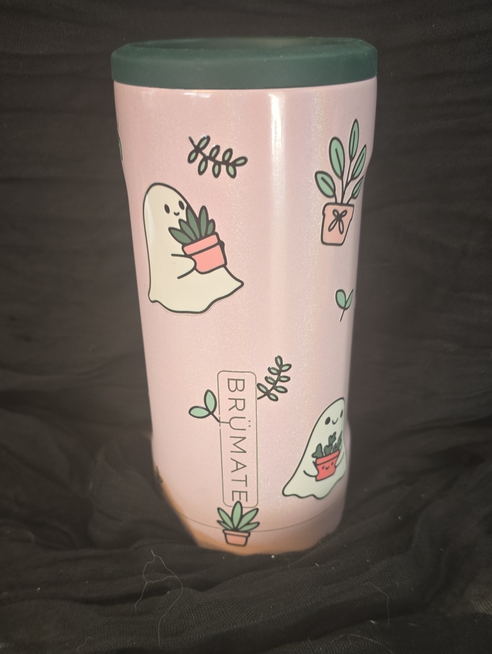 Brumate Custom Slim On Glitter Blush Ghost Plants